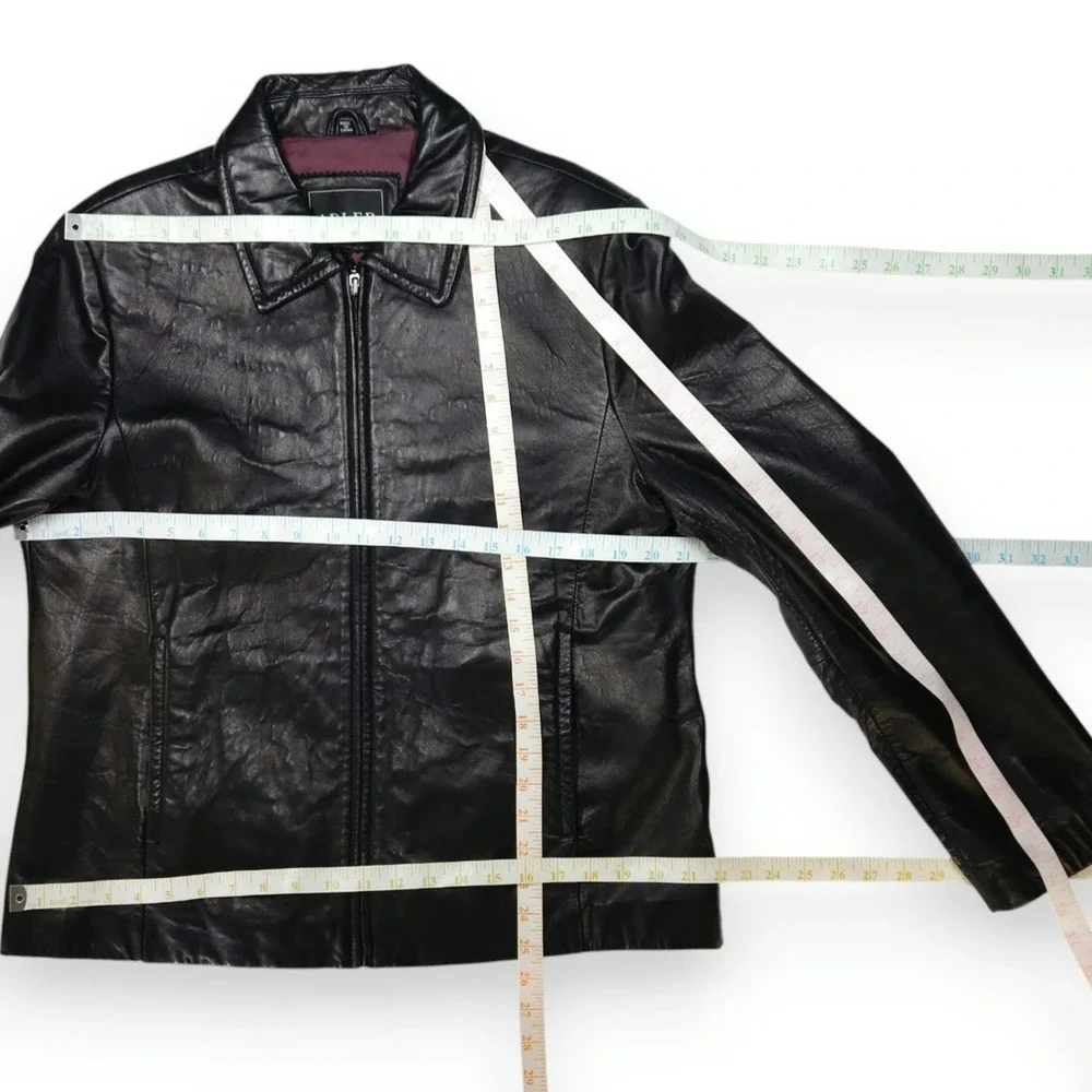 Adler Collection Lambskin Leather Jacket‎ Zip Front Point Collar Black XL